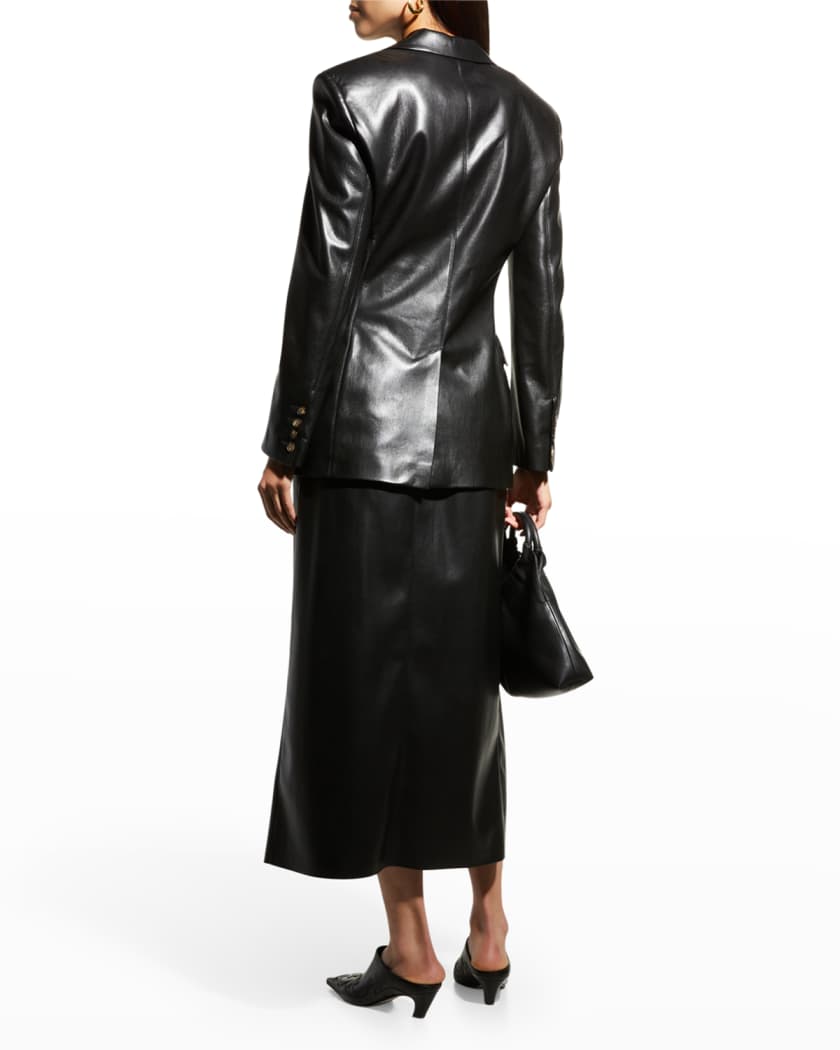 Nanushka faux-leather double-breasted coat - Brown