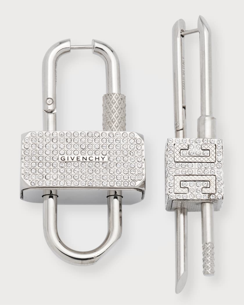 Givenchy Pave Crystal Lock Earrings | Neiman Marcus