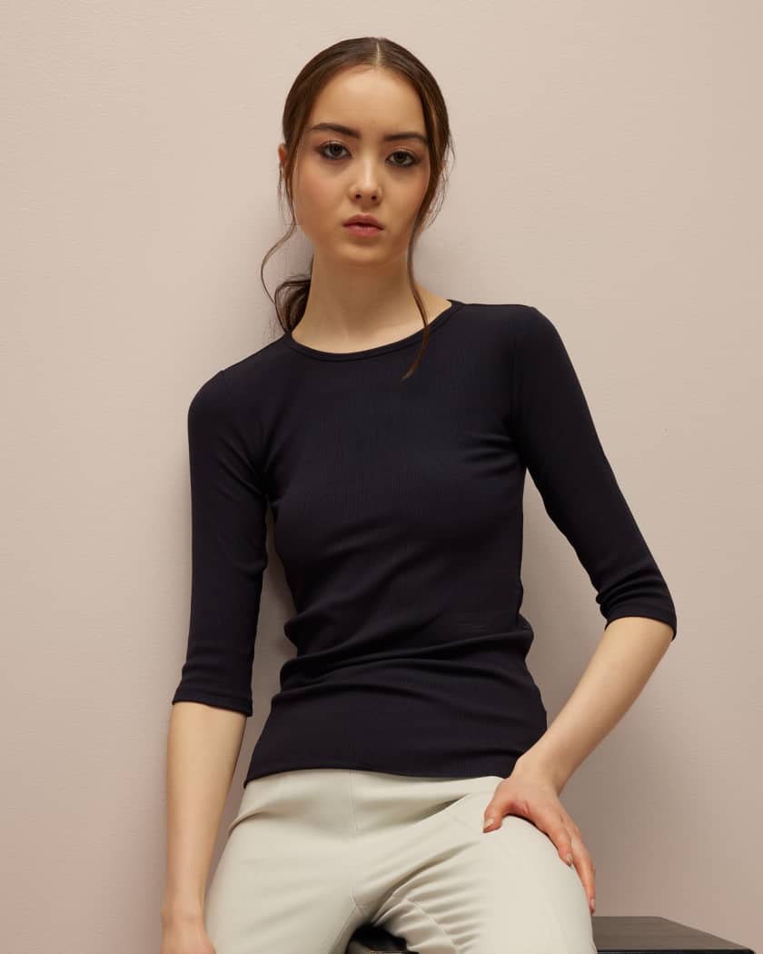 Elbow sleeve crew neck tee cheap