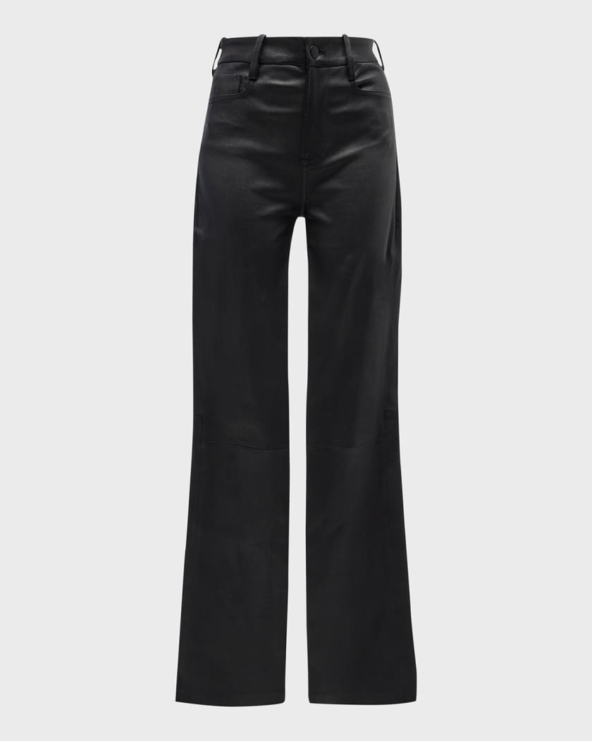 Womens High Waist PU Leather Pants Slim Fitted Flare Bootcut Pants Sexy  Stretchy Wide Leg Leather Pants Trousers Women Clothes 