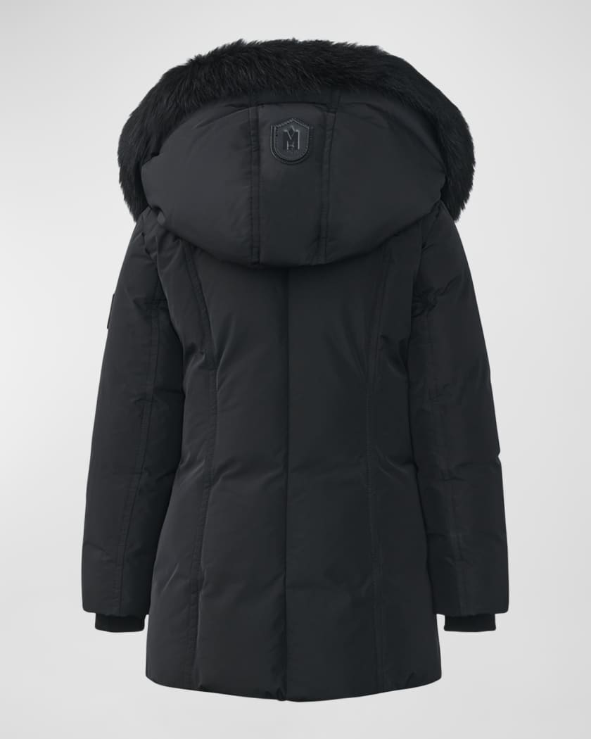 Girl's Recycled Down Coat W/ Signature Mackage Collar, Size 8-14