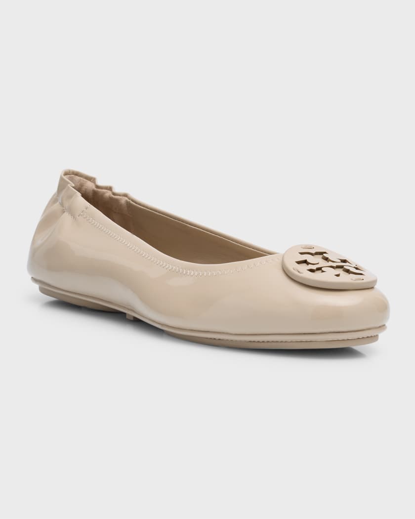 Tory Burch Minnie Patent Logo Travel Ballerina Flats Neiman Marcus