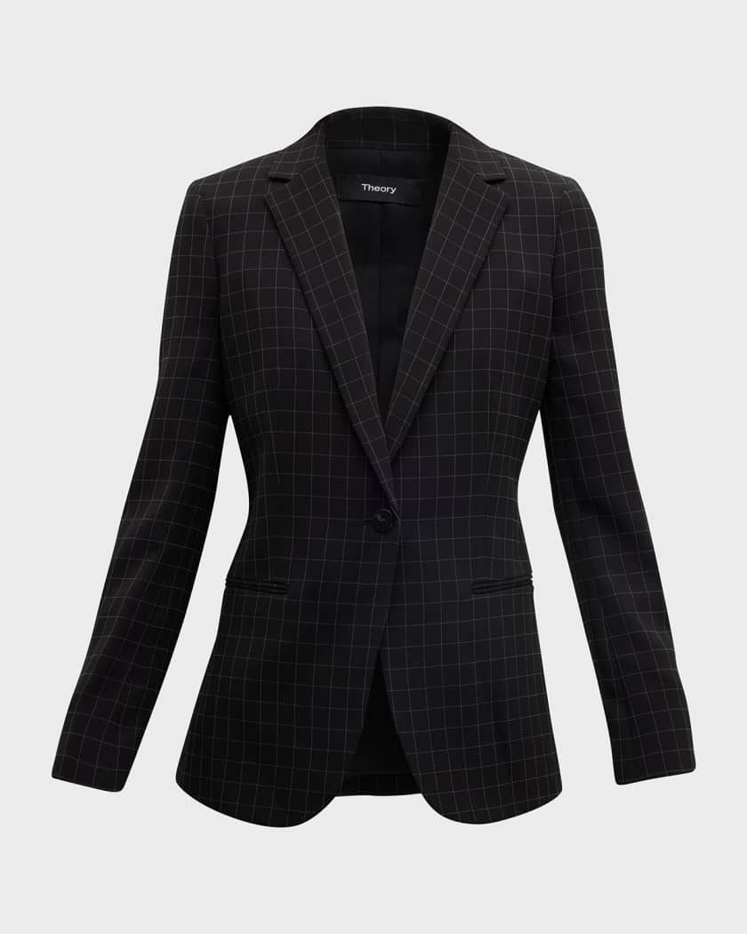 Slim Fit Cutaway Check Blazer