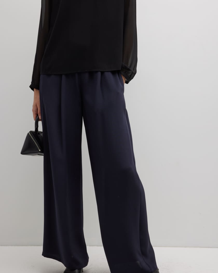 Silk Double Crepe Wide-Leg Pant