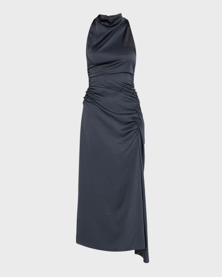 A.L.C. Inez Draped High Neck Midi Dress Neiman Marcus