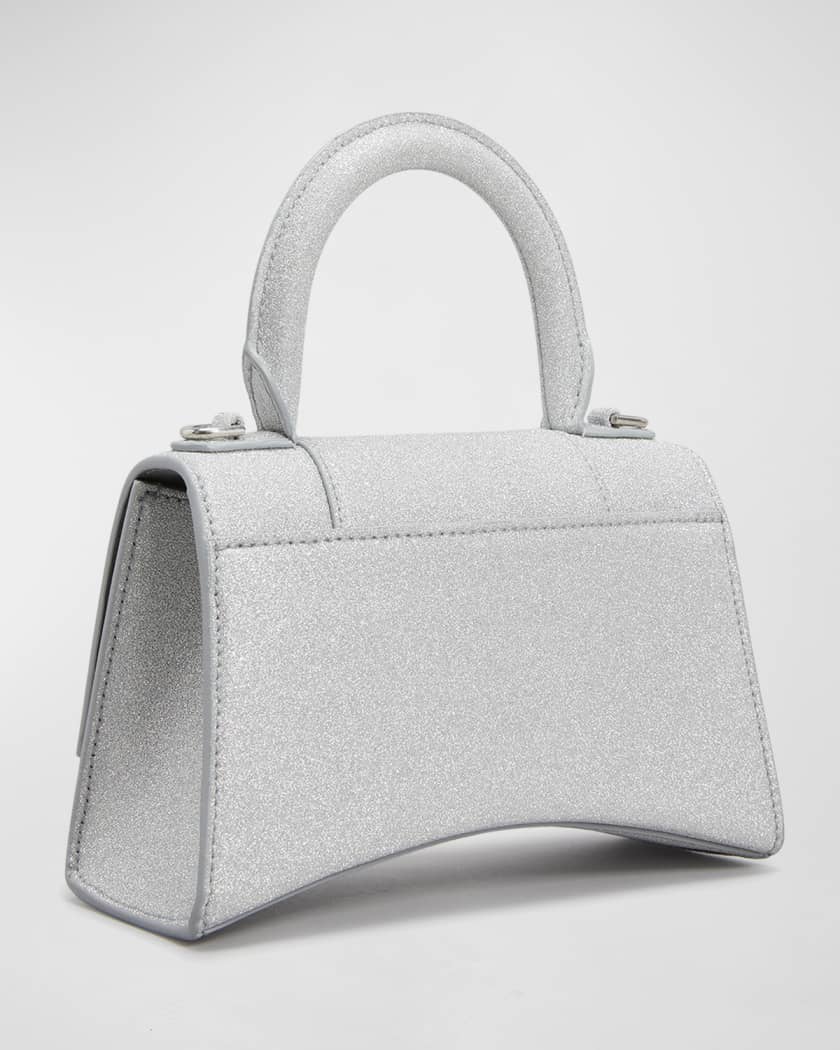 Balenciaga: Silver Mini Glitter Hourglass Bag