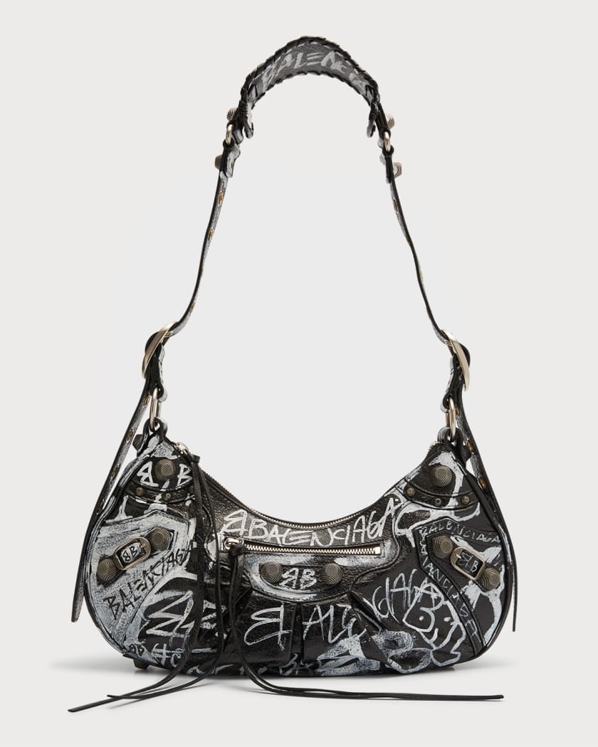 Balenciaga Cagole Xs Graffiti-Print Leather Shoulder Bag