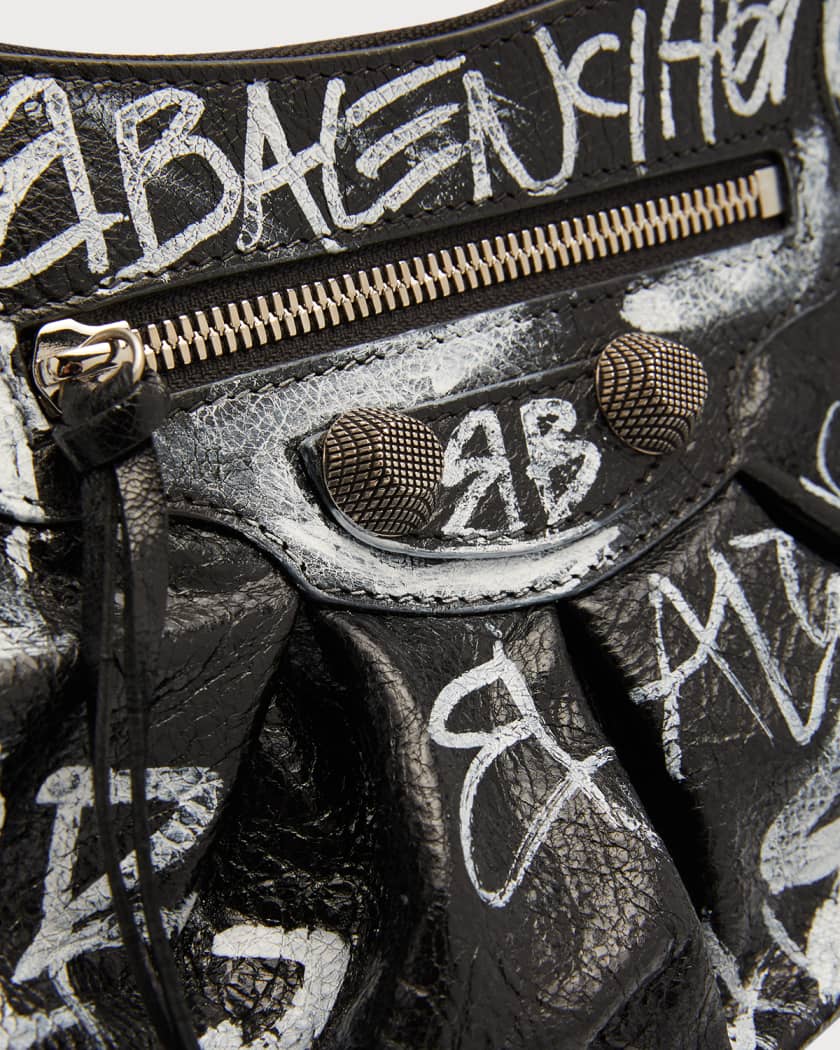 Balenciaga Le Cagole Shoulder Bag XS Black/White Graffiti