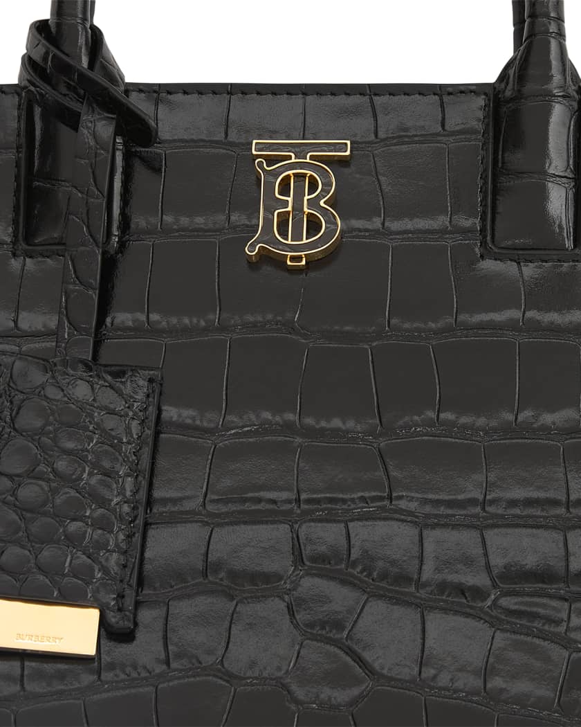 Burberry Frances Croc-Embossed Leather Top-Handle Bag | Neiman Marcus