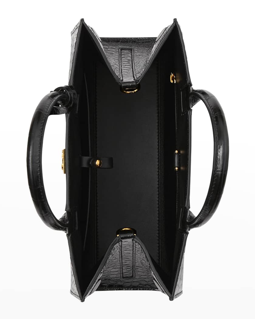 Burberry Frances Croc-Embossed Leather Top-Handle Bag | Neiman Marcus