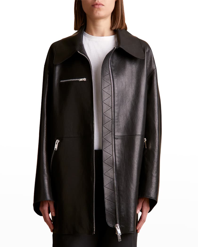 Khaite Gellar Collared Leather Jacket Neiman Marcus
