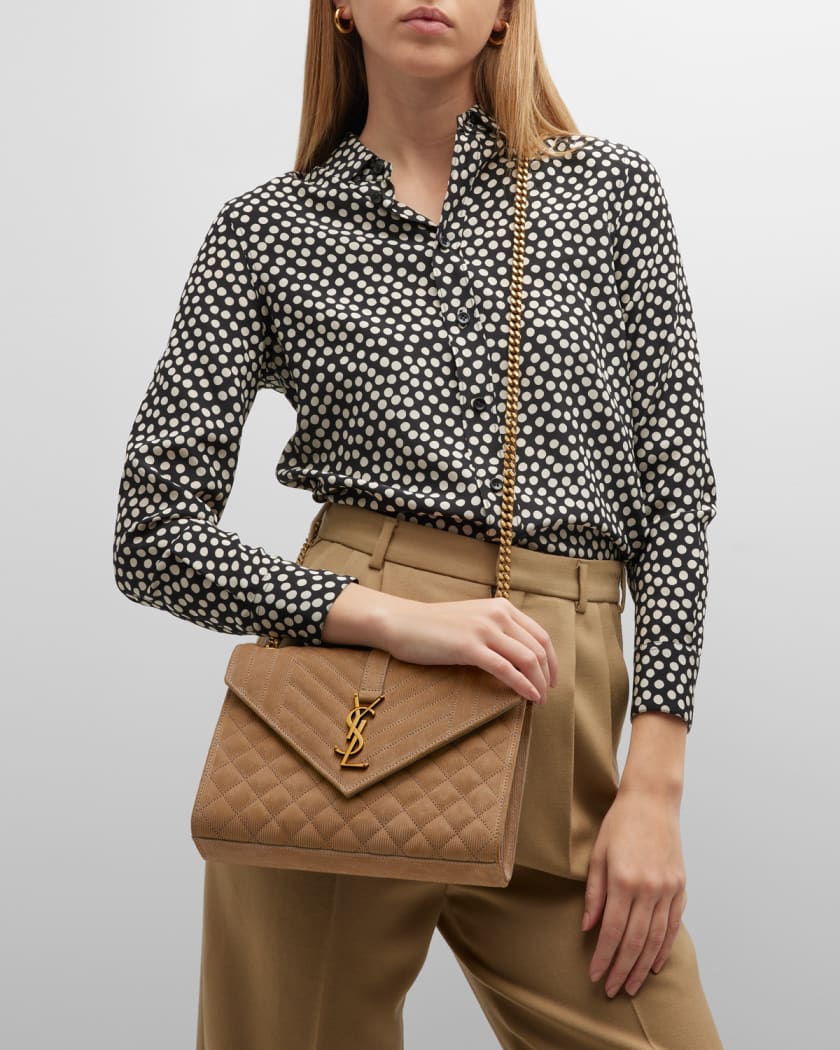 Saint Laurent Envelope Triquilt Medium YSL Shoulder Bag in