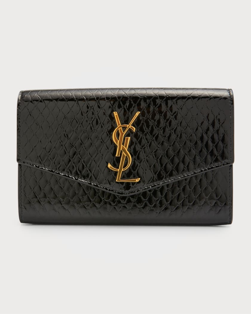 Uptown Leather Wallet On Chain in Beige - Saint Laurent