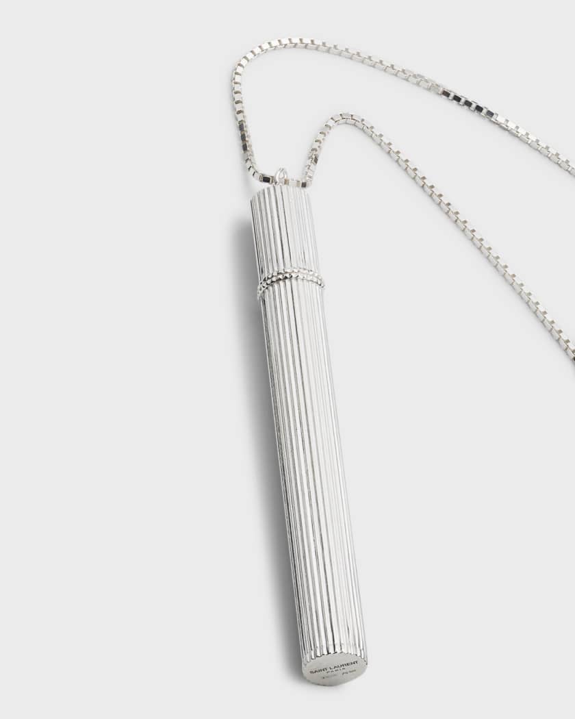 Saint Laurent Sterling Silver Cigarette Holder Pendant Necklace