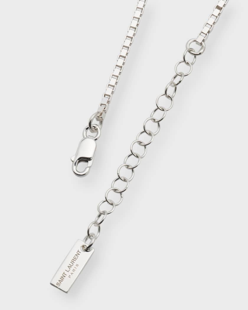 Yves Saint Laurent Silver Logo Link Pendant Necklace