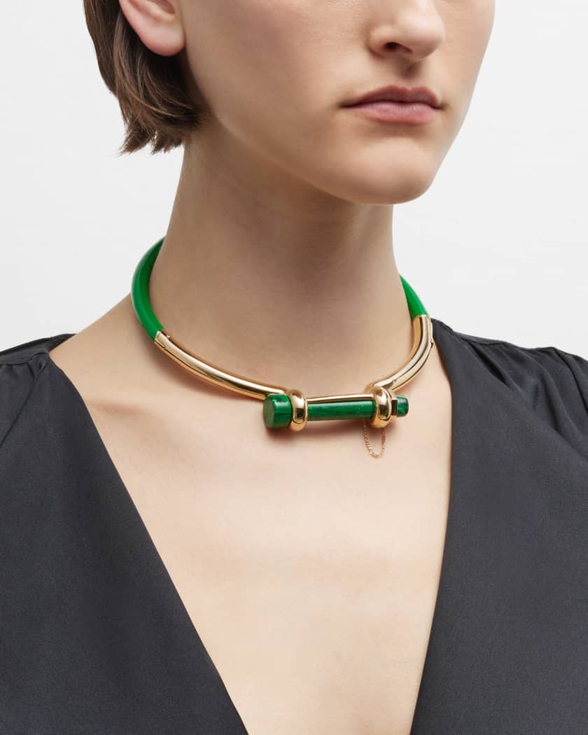 Palm Green and Gold Plated Bolt Necklace