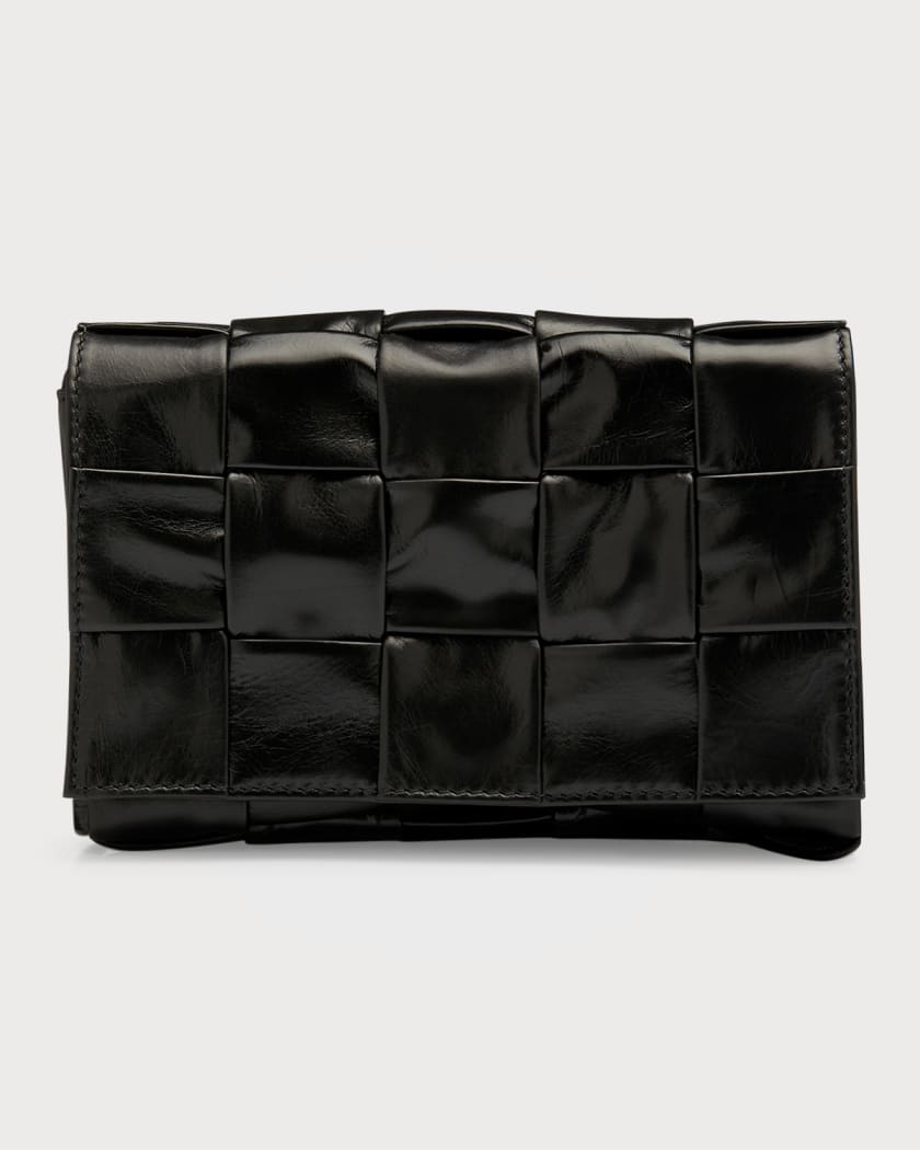 Cassette Mini Leather Crossbody Bag in Black - Bottega Veneta