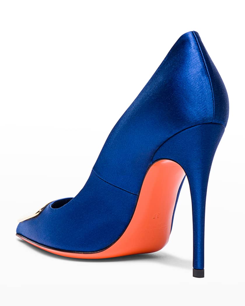 Puff Satin Plaque Pumps