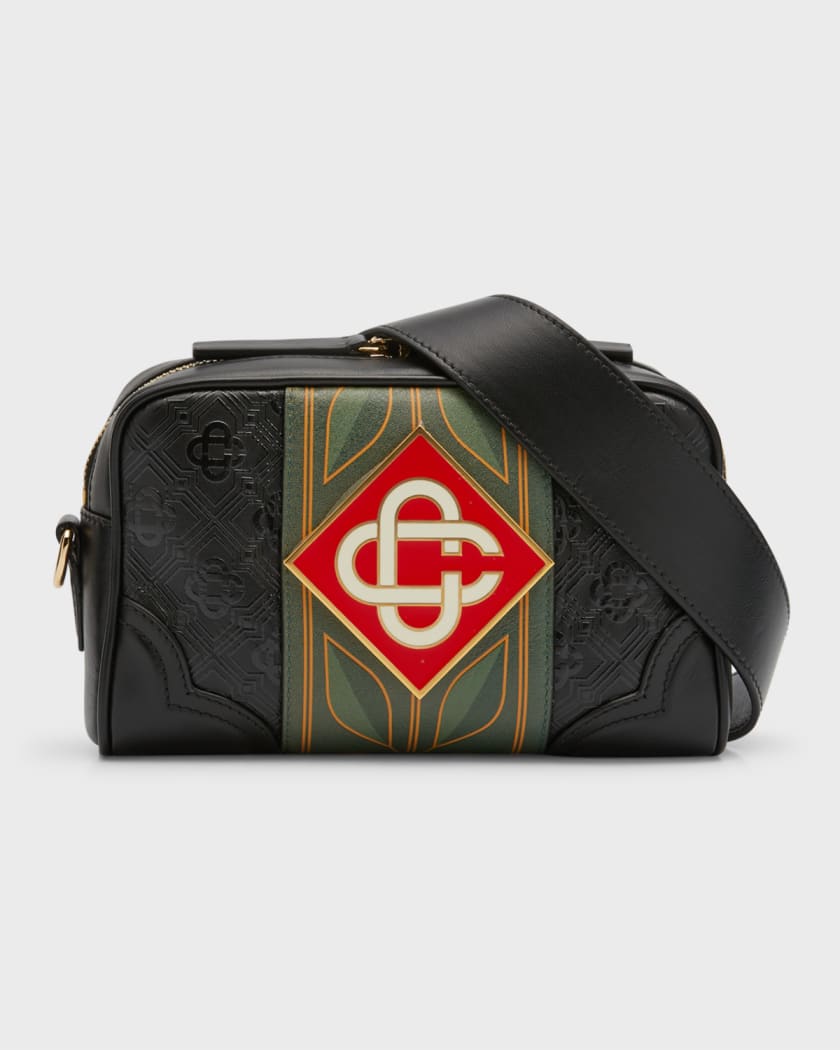 CASABLANCA Monogram Zip Leather Camera Crossbody Bag