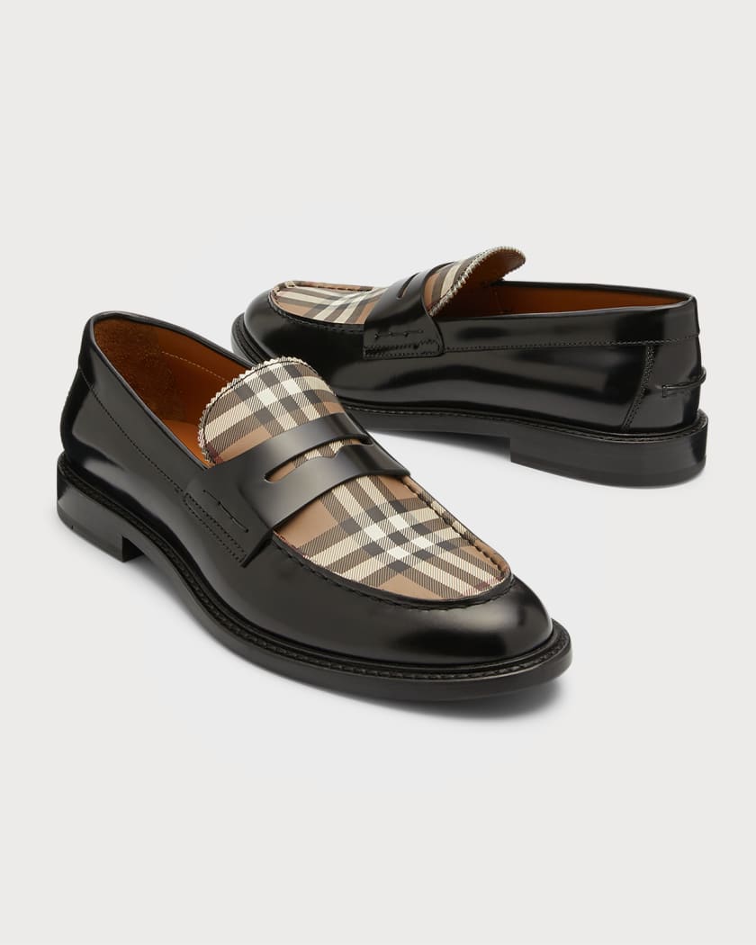 Burberry Men's Vintage Leather Penny Loafers Neiman Marcus