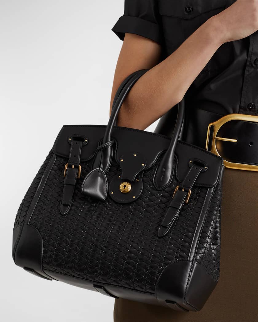 Ricky 33 Woven Leather Top-Handle Bag
