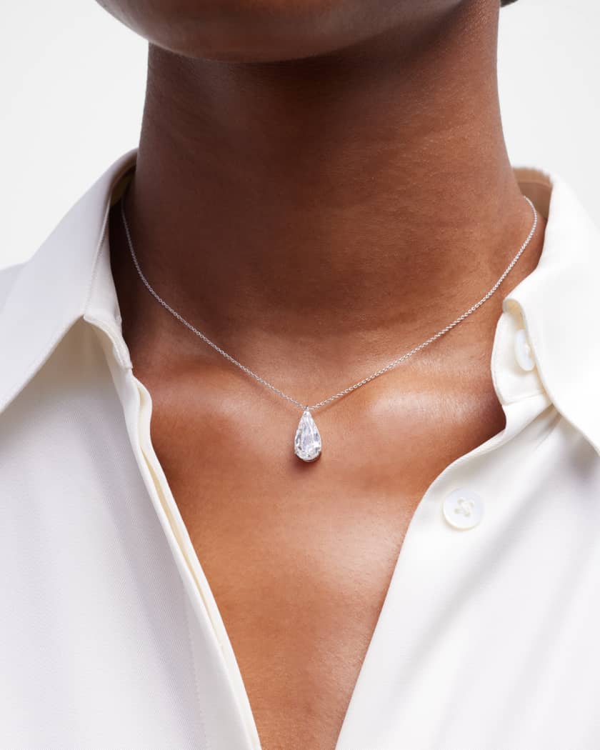 Pear shaped diamond solitaire pendant discount