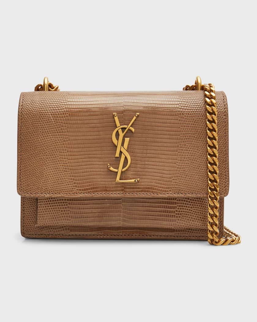 Saint Laurent Women's Sunset Small Chain Bag in Lizard - Toasted Brown