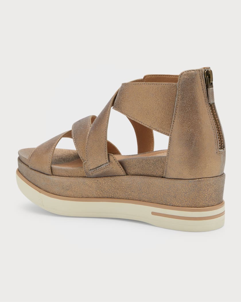 Eileen Fisher Boost Metallic Leather Wedges Neiman Marcus