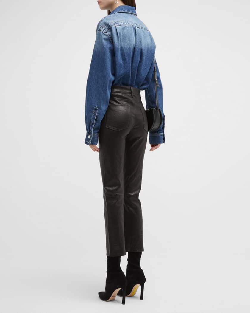 LIDNM　LEATHER STRAIGHT TROUSERS