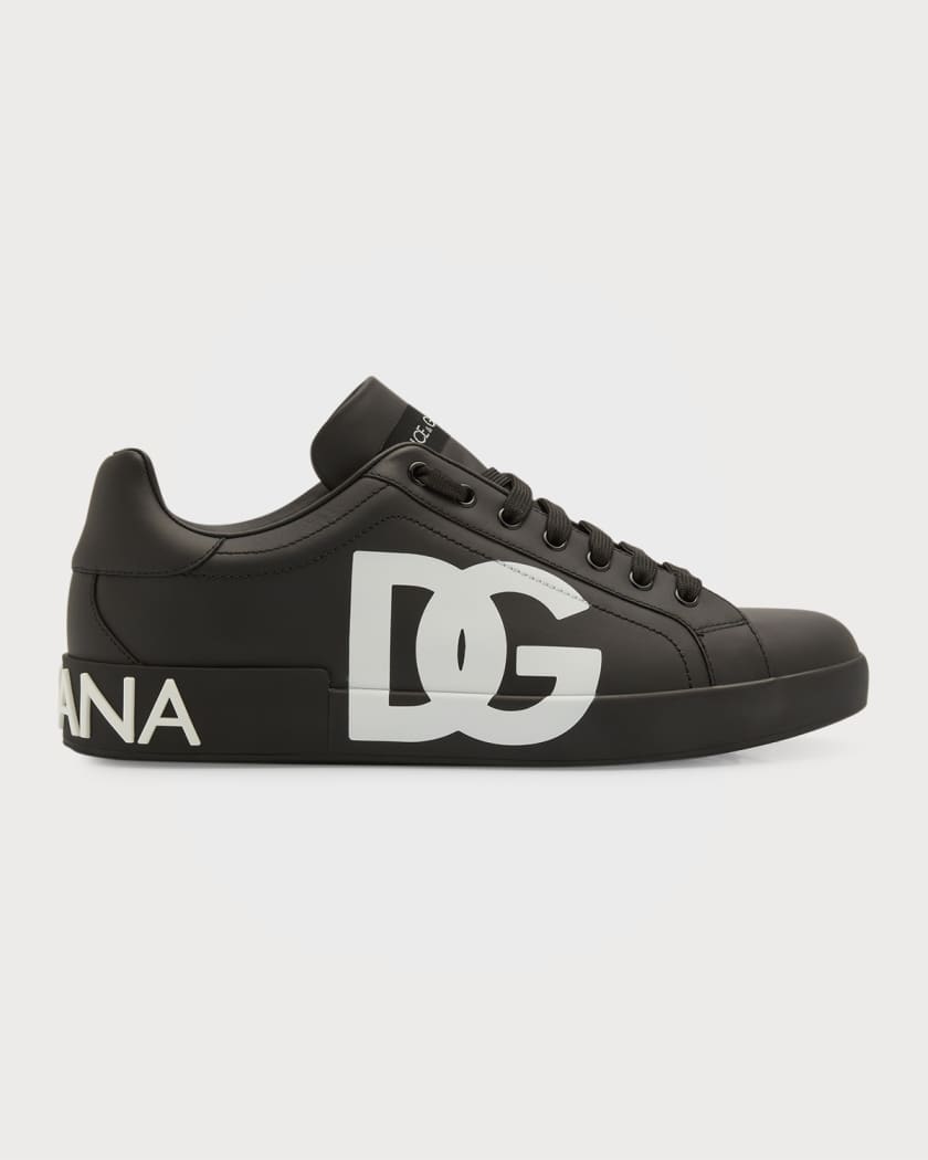 Dolceu0026Gabbana Men's Calfskin Nappa Portofino Sneakers with DG Logo Print |  Neiman Marcus