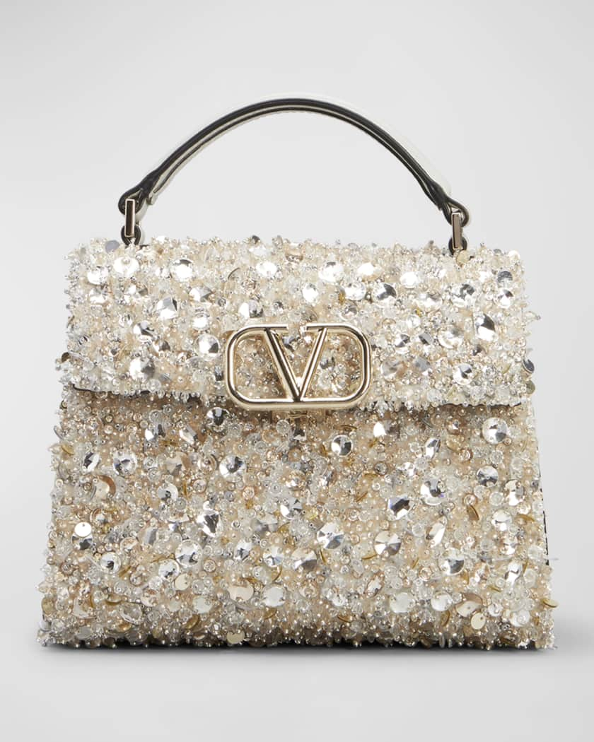 Valentino Garavani VSLING Mini Rhinestone Denim Top-Handle Bag - Bergdorf  Goodman