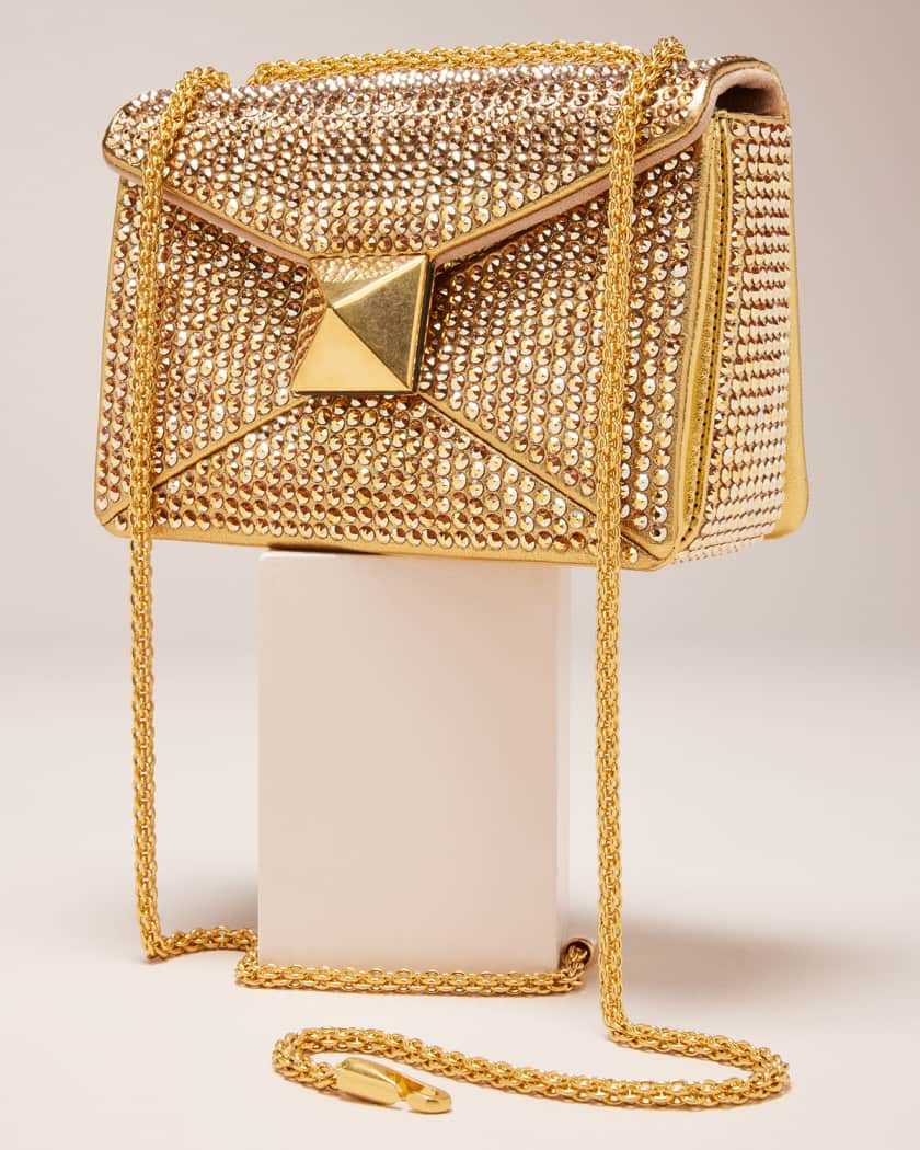 VALENTINO GARAVANI One Stud Crystal-Embellished Suede Shoulder Bag Pin