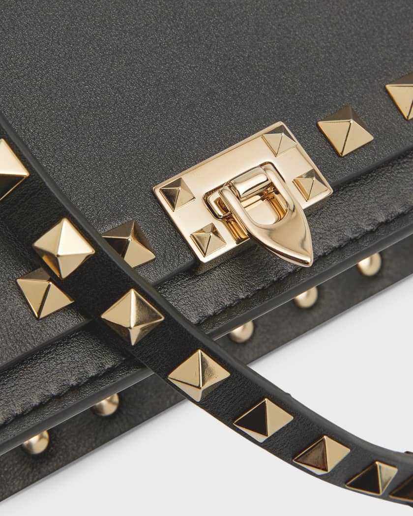Valentino Double Zip Rockstud Leather Chain Crossbody Bag Grey