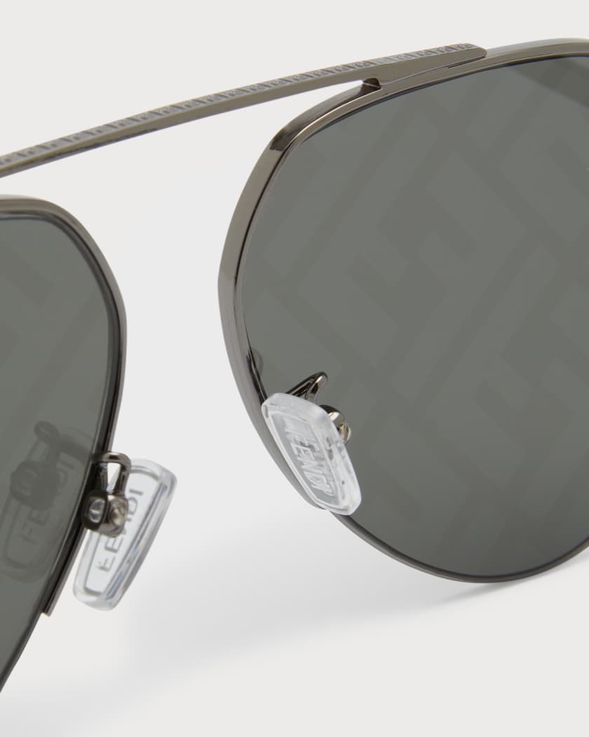 Fendi Monogram-pattern Aviator Acetate Sunglasses in Black for Men
