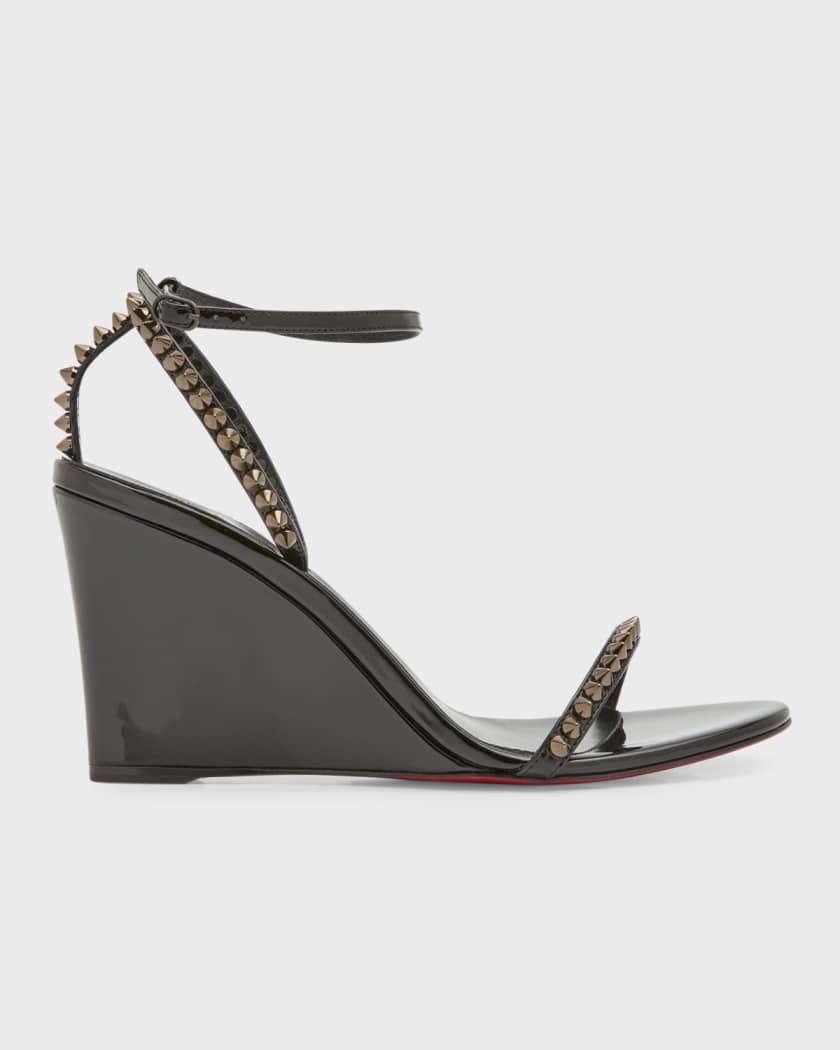Christian Louboutin Women's So Me 85 Leather Wedge Sandals - Black