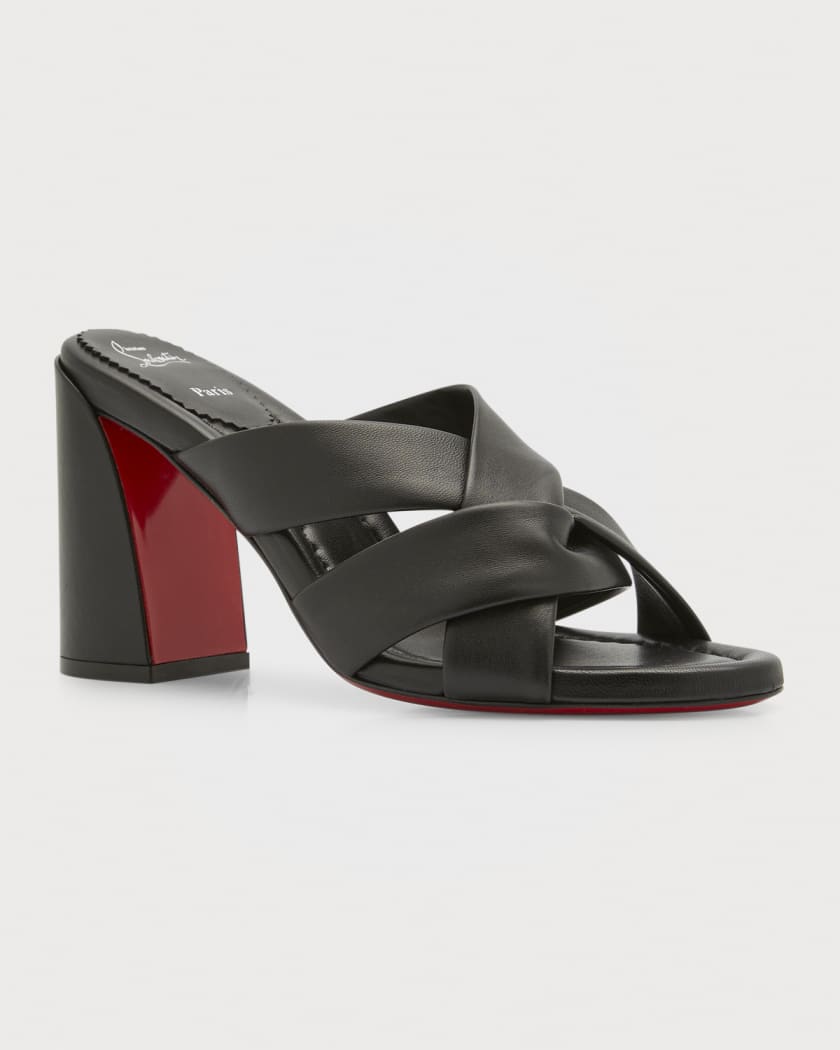 Christian Louboutin Degramule Strass Clear Red Sole Sandals Black