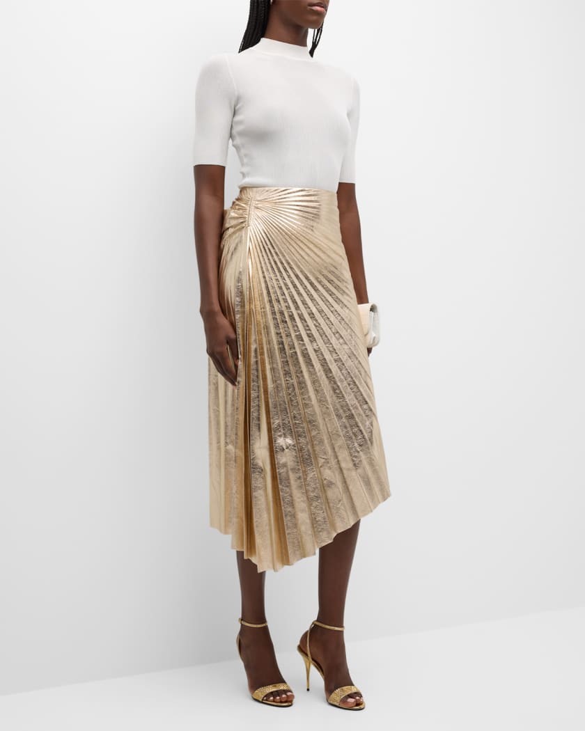 Pale gold pleated skirt online