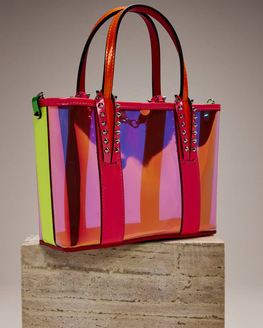 Christian Louboutin Cabata Mini Spike Colorblock Clear Tote Bag