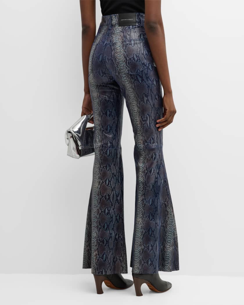 Super High-Rise Snakeskin Leather Super Bell Flare Pants