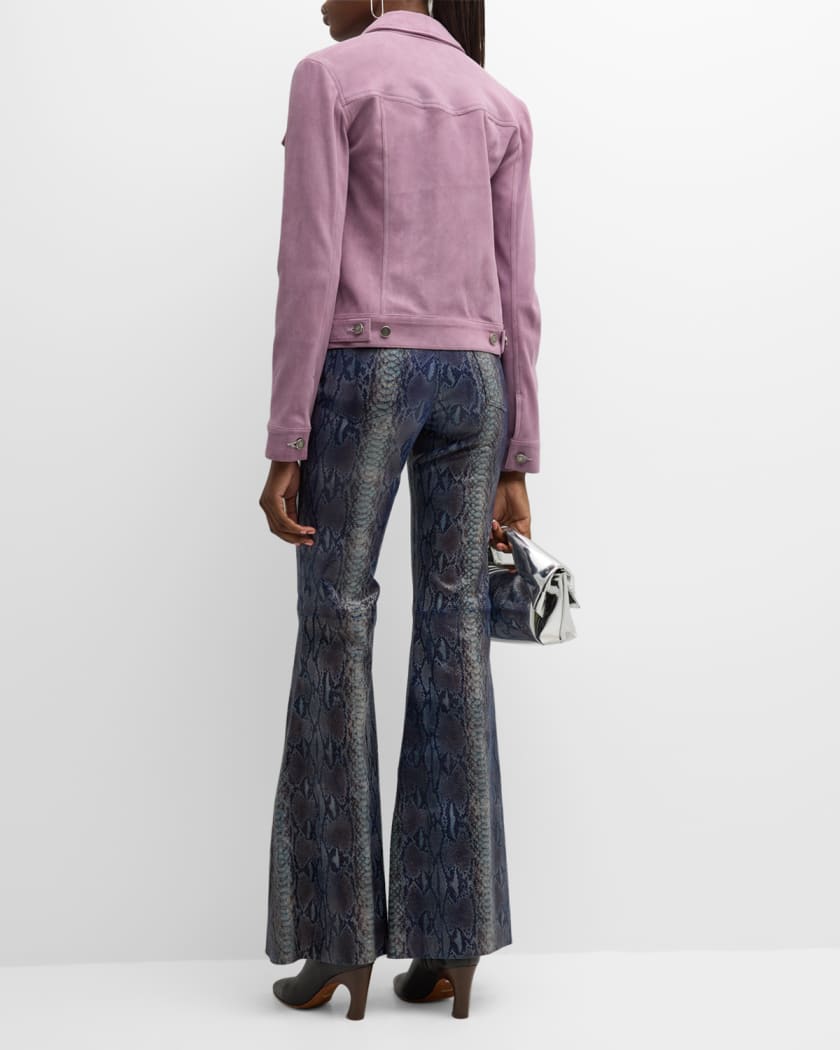 Super High-Rise Snakeskin Leather Super Bell Flare Pants