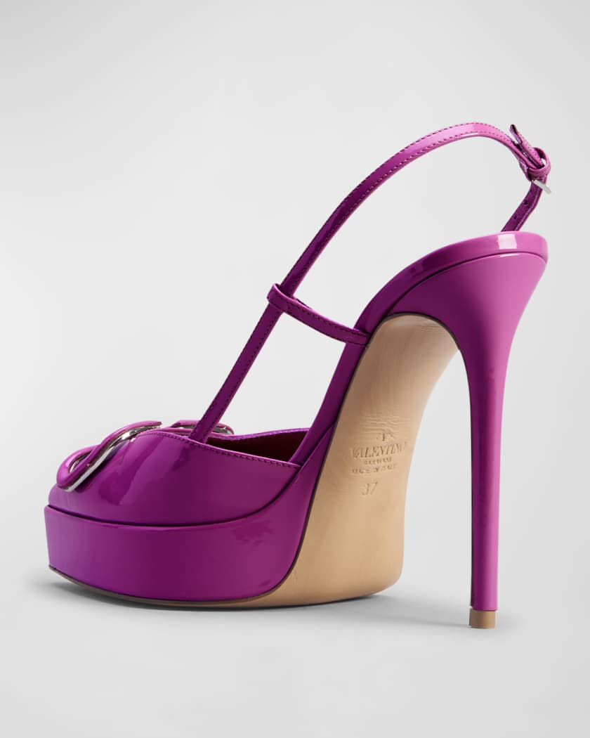 Valentino Garavani VLogo Medallion Patent Slingback Pumps | Neiman