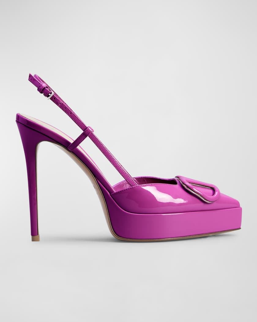 Valentino Garavani VLogo Patent Slingback Pumps Neiman Marcus