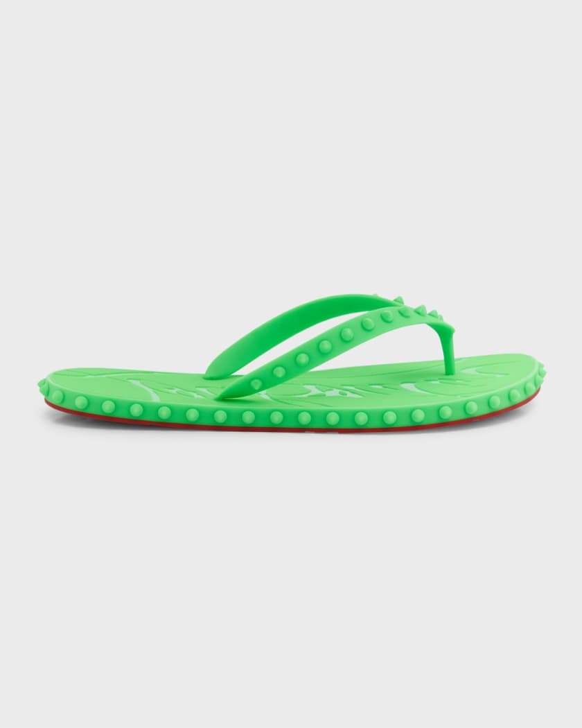 Christian Louboutin Women's LOUBI FLIP SPIKES Flip Flops Flat Sandals  Shoes