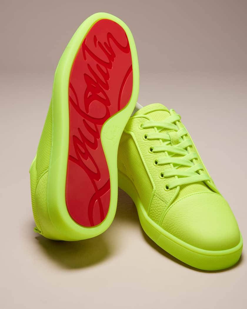 Christian Louboutin Men's Louis Junior Red Sole Low-top Sneakers, Yellow, Men's, 17D, Sneakers & Trainers Low-top Sneakers