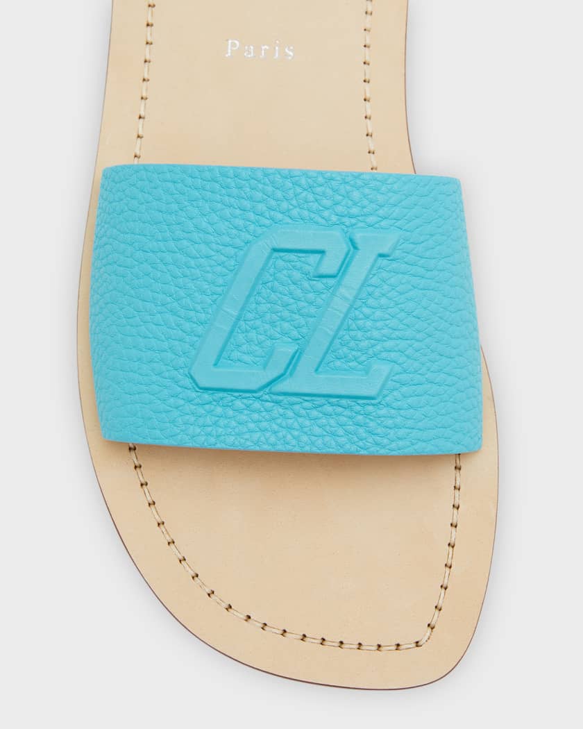 Logo Leather Slides in Brown - Christian Louboutin