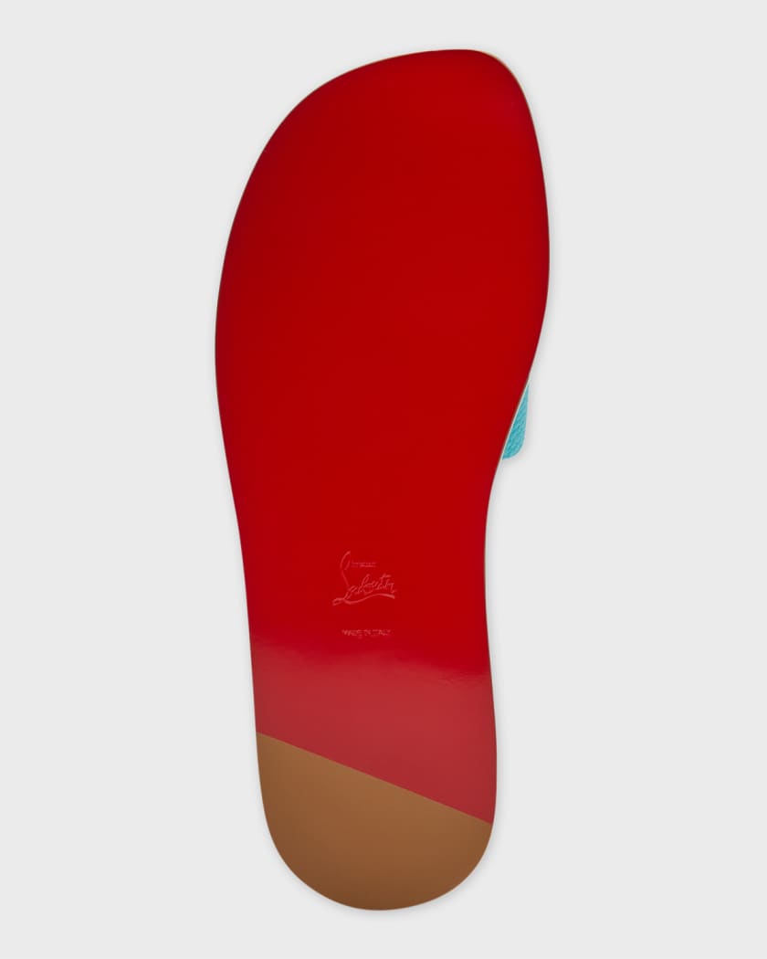Christian Louboutin Men's Varsicool Red Sole Leather Slide Sandals