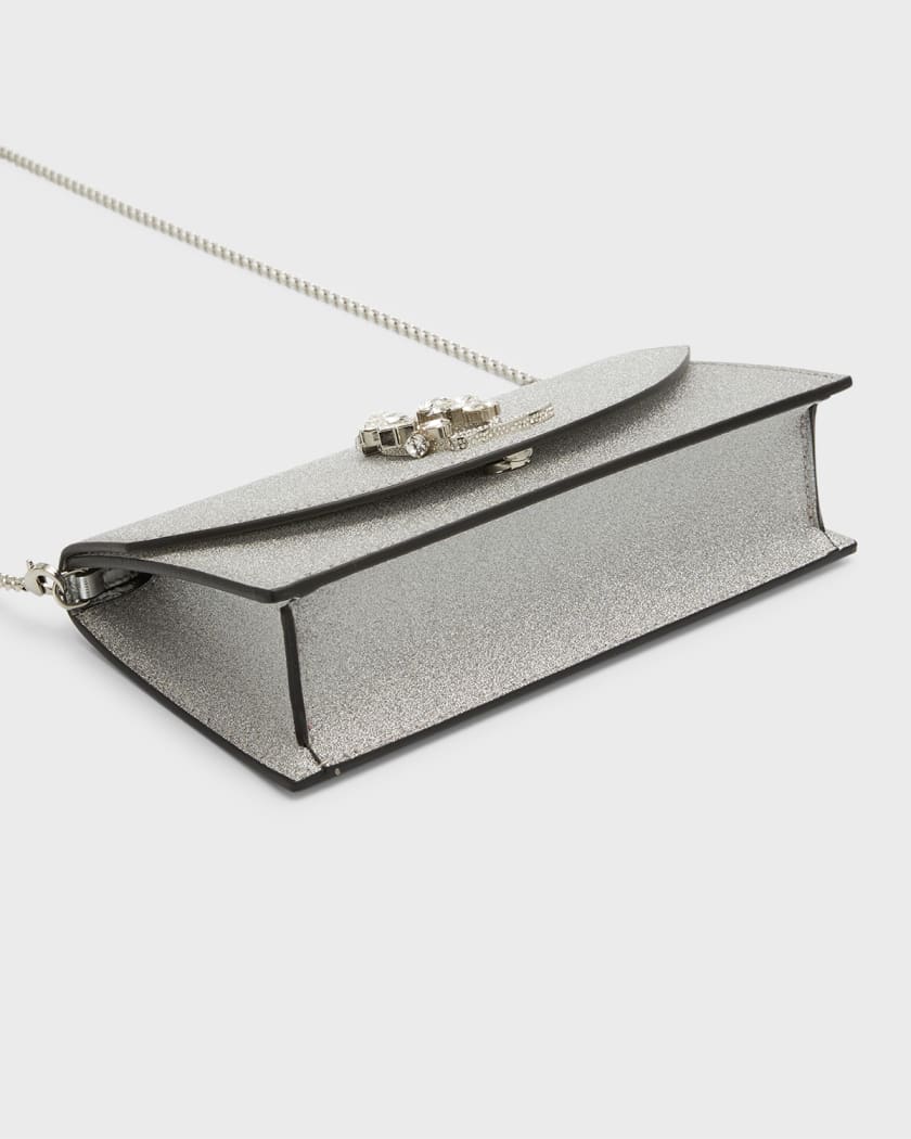 MICHAEL Michael Kors Grace Glittered Clutch Bag, Silver
