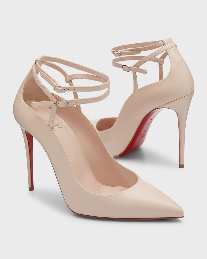 Christian Louboutin Conclusive Dual-Buckle Red Pumps | Neiman Marcus