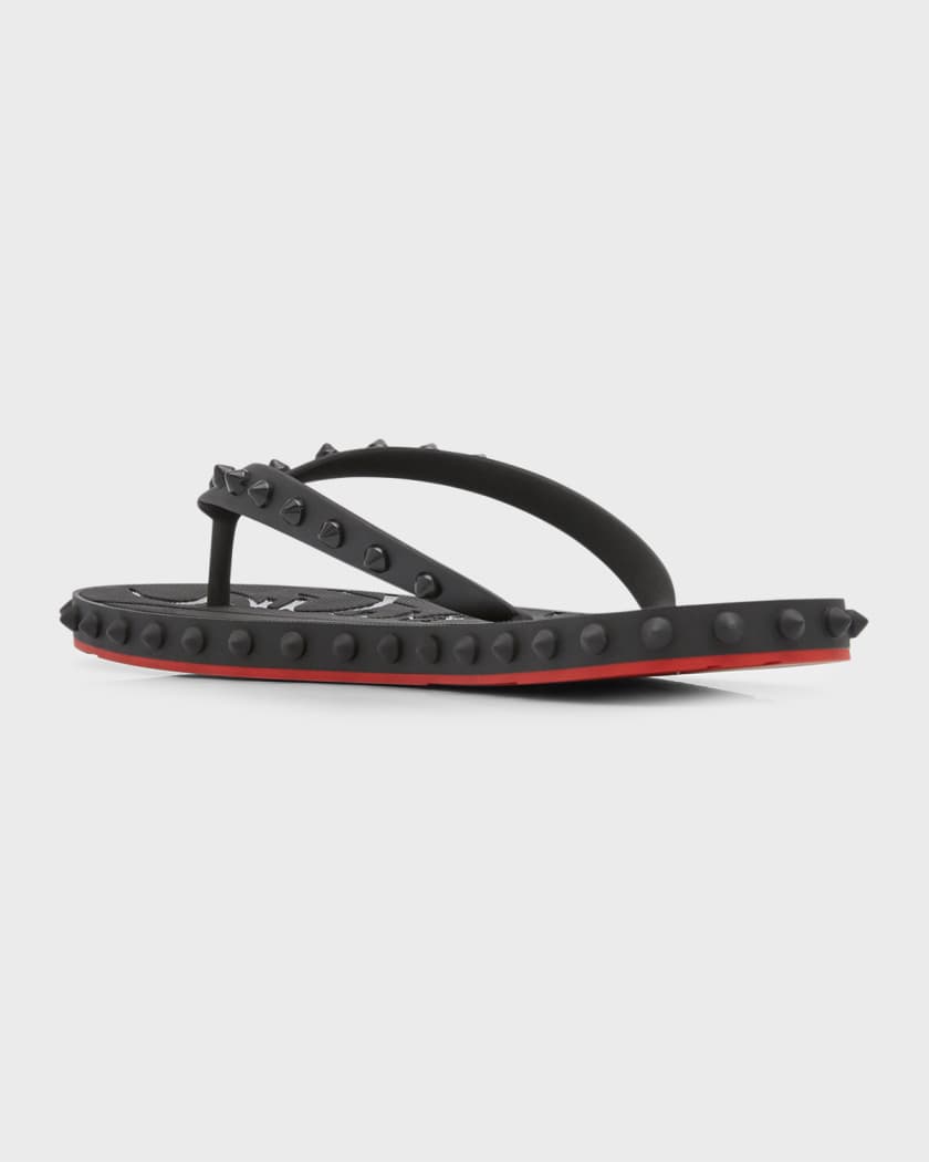 Christian Louboutin Women Loubi Donna Flip Flop Sandals Black Confetti Sz  41 NIB