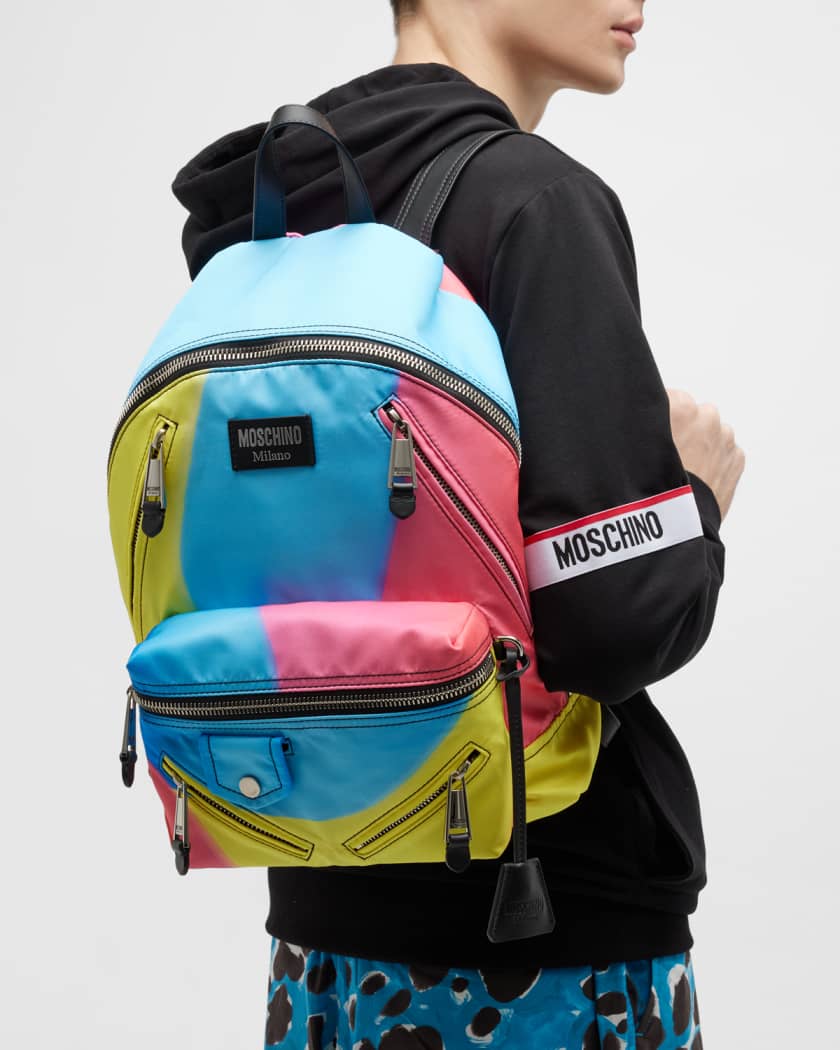 All-Over Logo Multi-Pocket Backpack Unisex Black Moschino